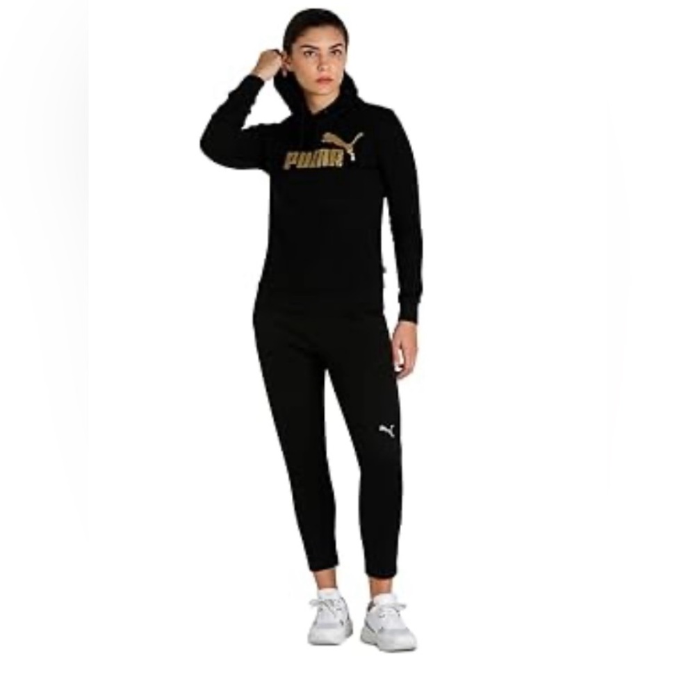 Puma Black & Gold Logo Hoodie – Size Large - Picture 2 of 9